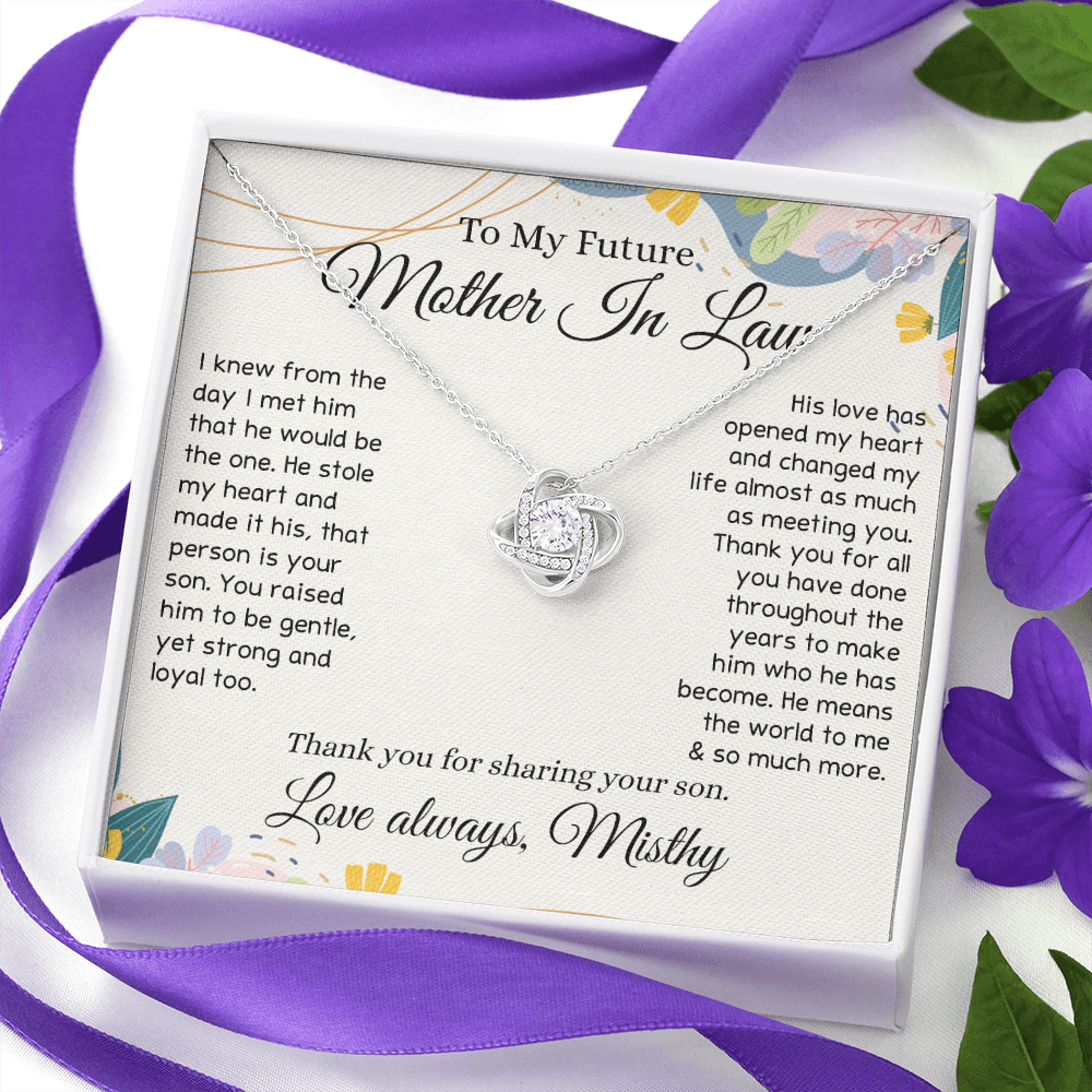 To My Future Mother In Law Necklace, To My Mother In Law Love Knot Necklace Gift From Son, Personalized Gift Necklace for Mother-In-Law From Son, Wedding Gift Necklace Bride Groom To Mother In Law