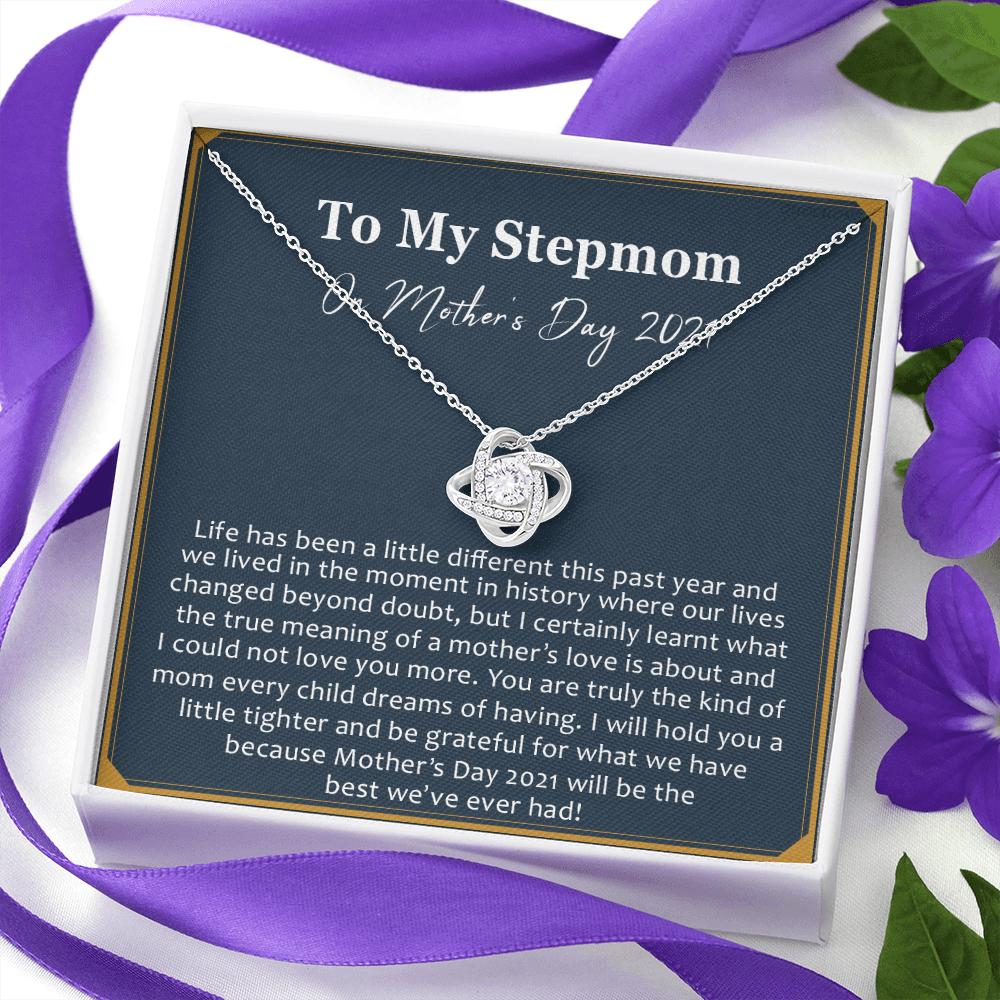 Mothers Day 2026 Gift for Stepmom, To My Step Mom Love Knot Necklace