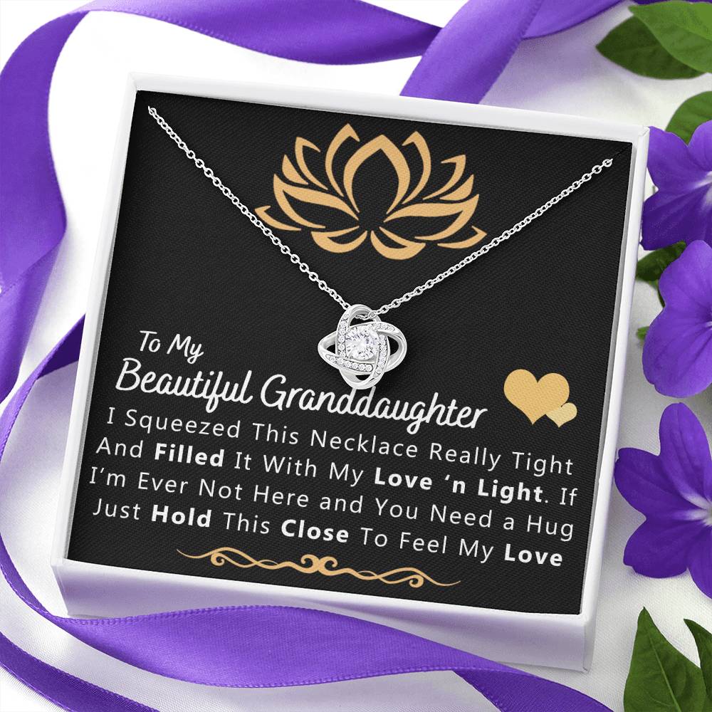 To My Beautiful Granddaughter Necklace From Grandma And Grandpa, To Granddaughter Love Knot Necklace, Gift Pendant For Granddaughtr, I Squeezed This Necklace Gift For Girls On Birthday, Anniversary