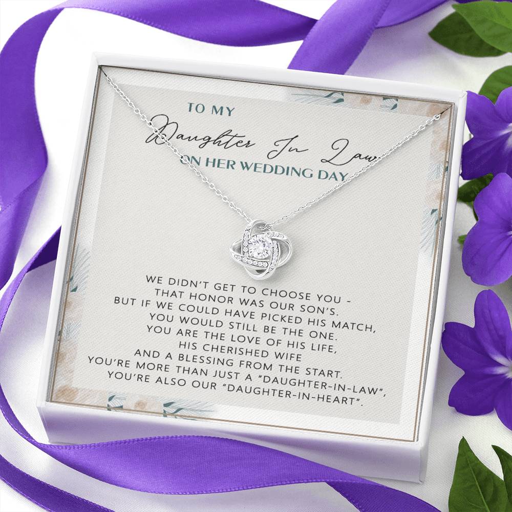 The Love Knot Necklace Daughter,  To My Daughter On Your Wedding Day Necklace From Mom, Bride Gift From Mom, Mother Of The Bride Gift To Daughter, Daughter's Wedding Day Keepsake Gift Unique Gift