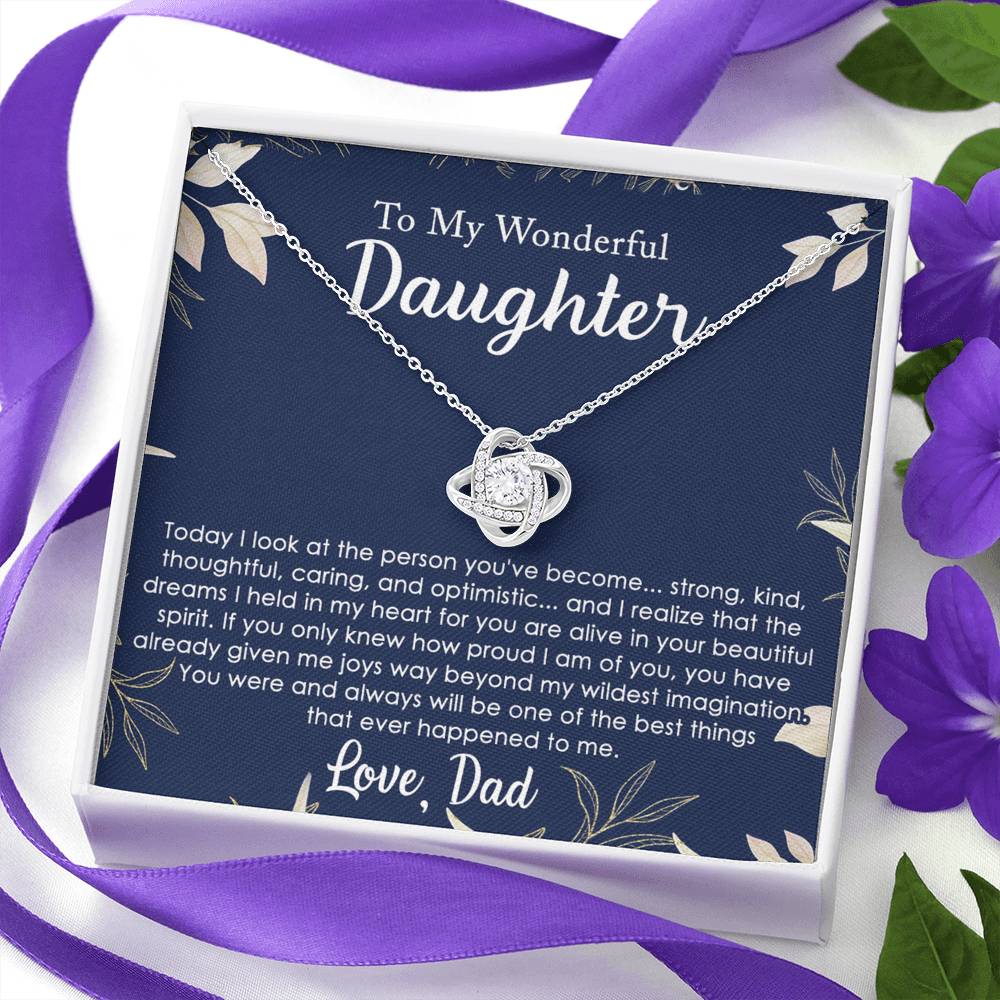 Daughter Gifts Necklace From Dad, To My Daughter Lion Dad And Daughter Love Knot Necklace Birthday Gift for Daughter From Dad, Christmas Gift For Daughter Necklace, Father To Daughter Gift Necklace