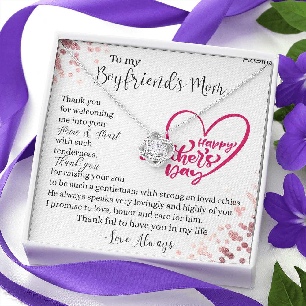 To My Boyfriend's Mom Necklace From Girlfriend, Gift Necklace To Boyfriends Mom, Necklace For Boyfriend's Mom On Mothers Day Birthday Gift Christmas Anniversary, Happy Mother's Day Jewelry For Women