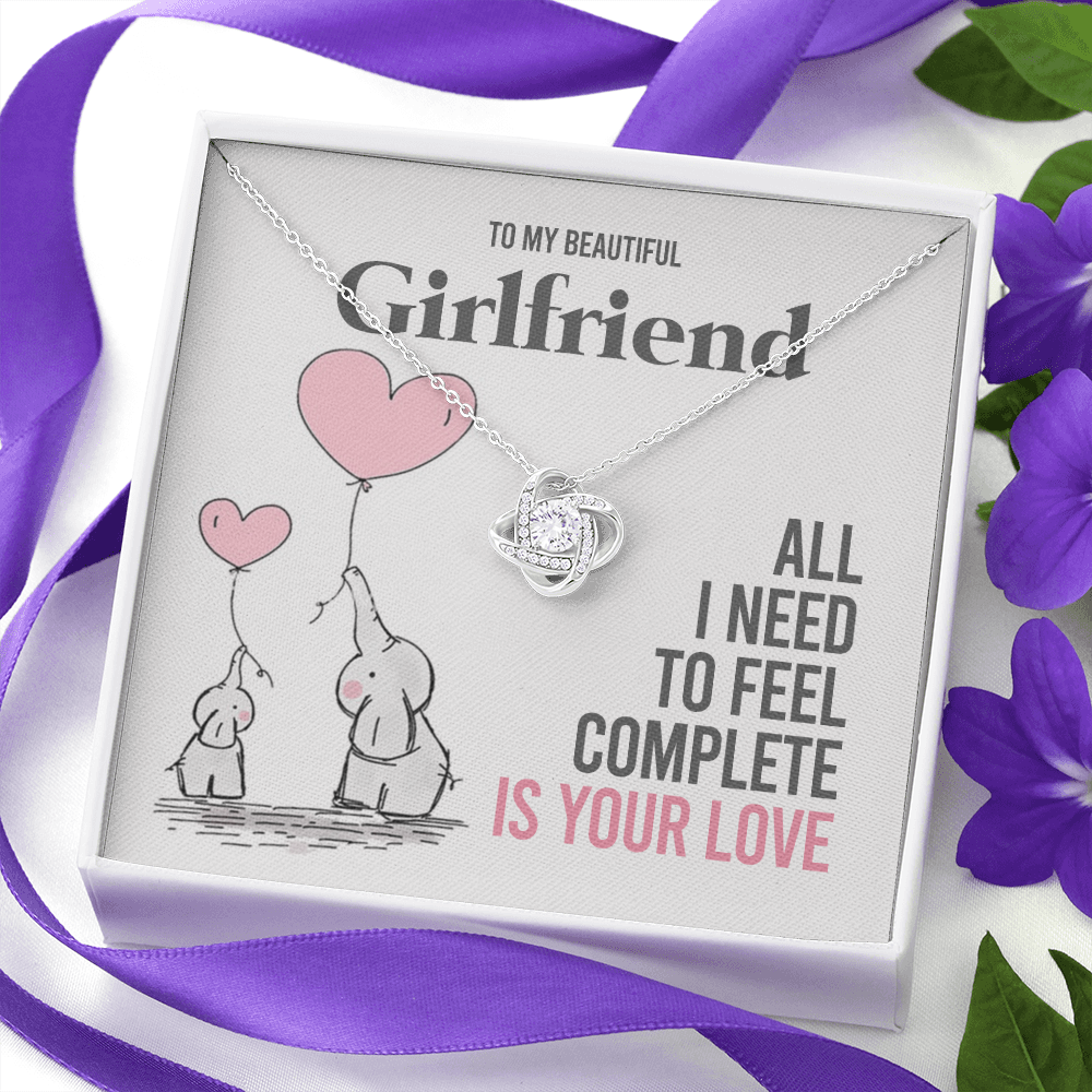 To My Girlfriend Gift Necklace Romantic Girlfriend Birthday Gifts for Girlfriend From Boyfriend, Husband, Girlfriend Gift Necklace - Jewelry Gift For Girls, Love Knot Pendant Gift For Girlfriend