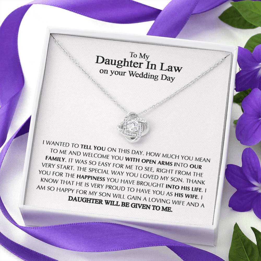 To My Daughter-In-Law On Your Wedding Necklace From Mother In Law, Daughter In Law Gift On Wedding Day, Future Daughter In Law, Bride Gift From Mother In Law - Jewelry Gift For Girls, Little Girls