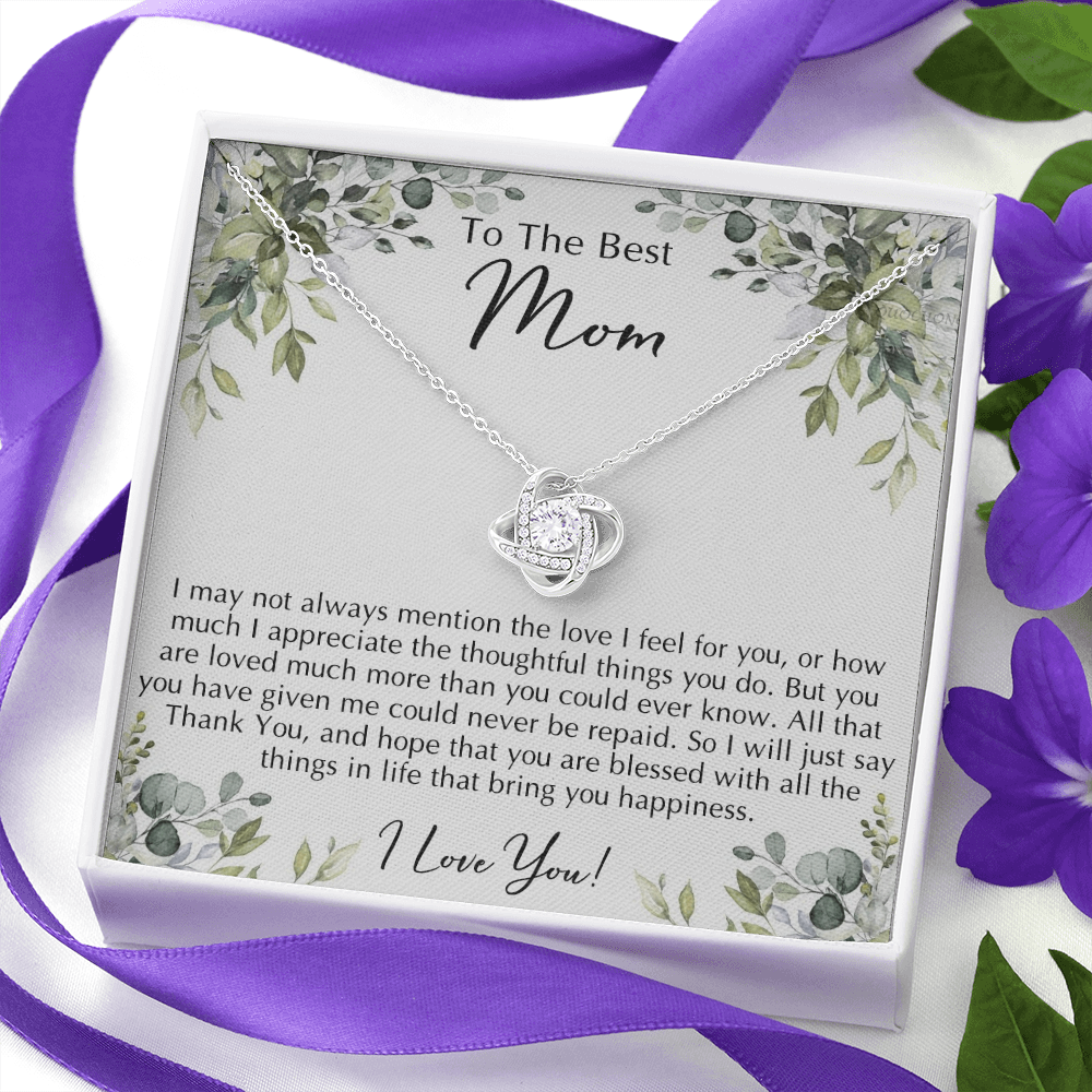 To The Best Mom Necklace From Daughter, Thank You For Mom Necklace Gift For Mom, Mother And Daughter Love Knot Necklace Gift On Mother's Day Anniversary, Birthday Gift Christmas, Jewelry For Women