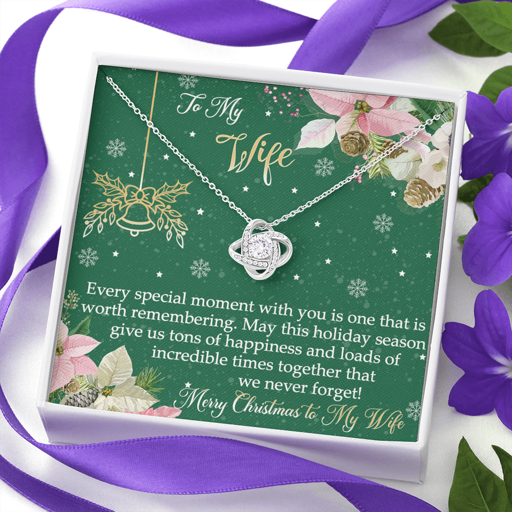 The Love Knot Gift For Wife, To My Wife Merry Christmas Necklace From Husband, Jewelry Gift For Women, Husband To Wife Love Knot Pendant, Merry Christmas To My Wife Gift Necklace On Christmas