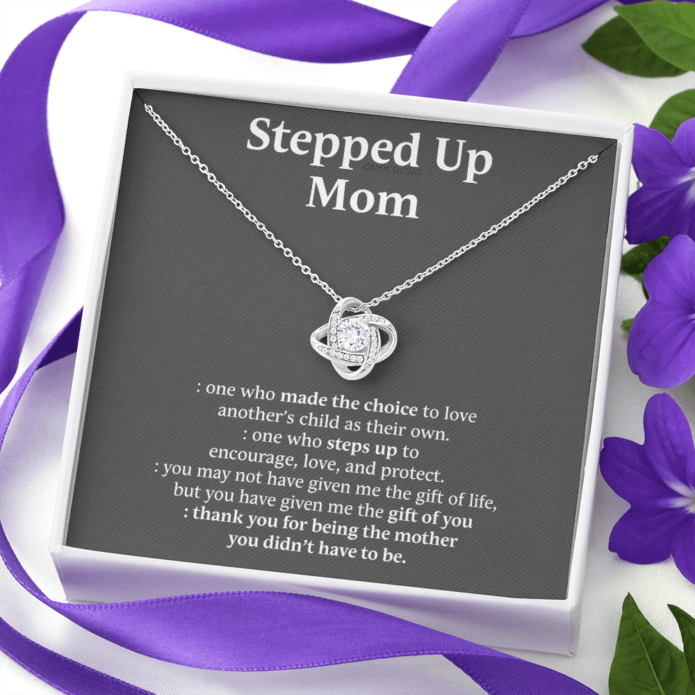 Inspirational StepMom Gifts Stepped Up Mom Necklace Birthday Gift for Bonus Mom