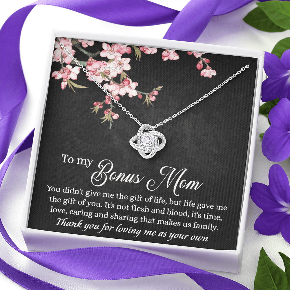 To My Bonus Mom Necklace From Daughter, Bonus Mom Gift Necklace, Mother And Daughter Necklace Gift For Mom, Gift For Mom Necklace, Bonus Mother Gift Necklace Thank You For Loving Jewelry For Women