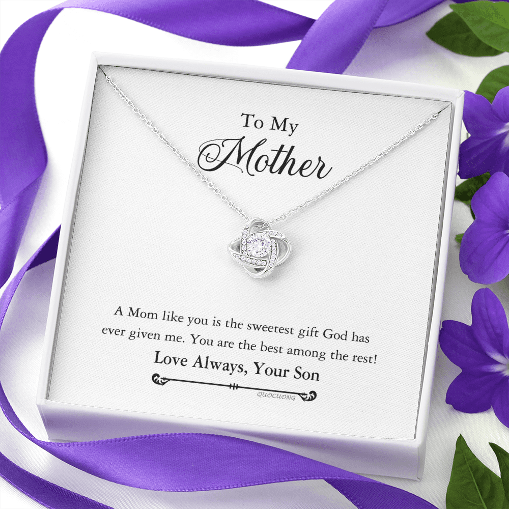 To My Mother Necklace Gift From Son, Happy Mother's Day Love Knot Pendant For Mom Necklace Gift Love Always Your Son For Mom, Mother Gift Necklace To Son, Mamato Be Gift Necklace From Son