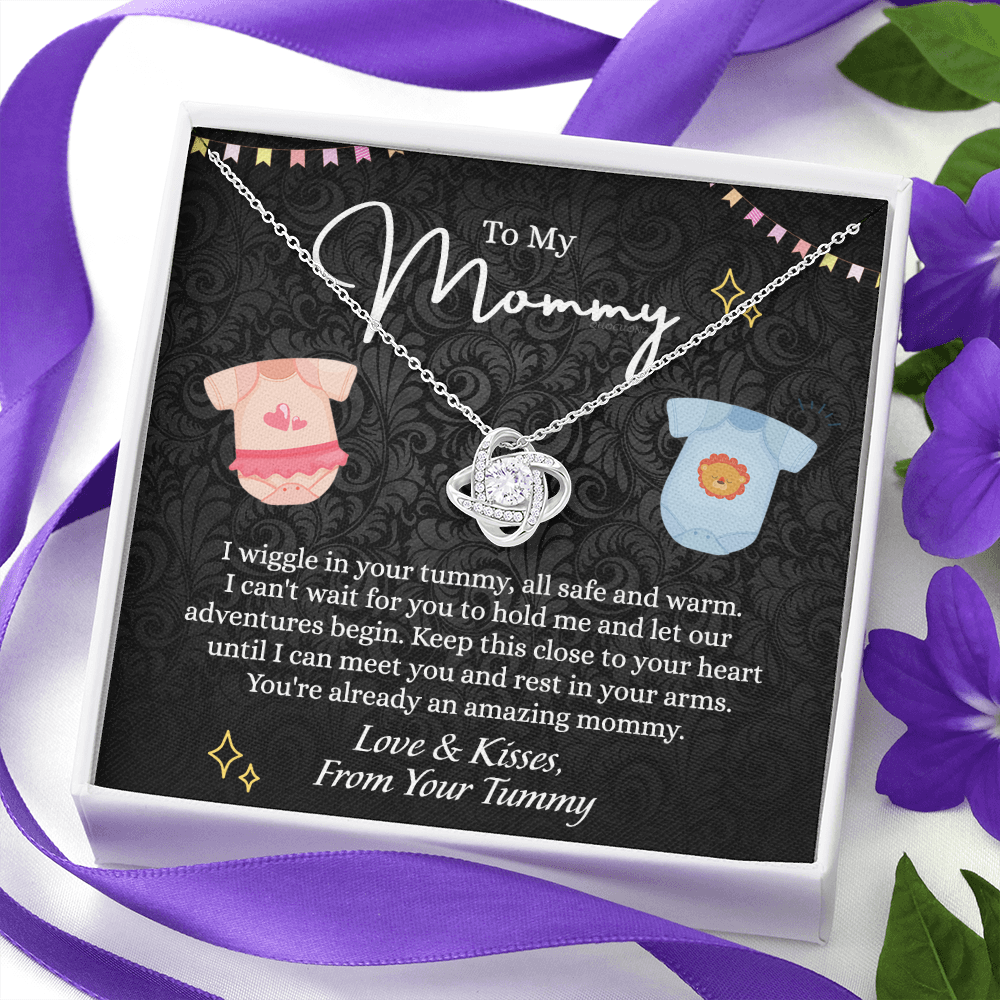 To My Mommy Love Knot Necklace, Mommy Gifts Necklace from Baby, Mommy Gift Necklace from Baby to Mom On Birthday, Gifts for Mom from Baby, New Mom Gift From Husband, New Mom Jewelry Gift For Wome