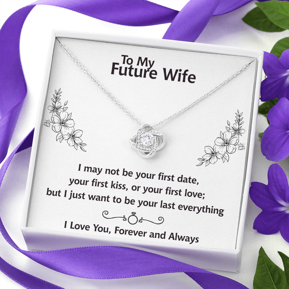 To My Future Wife Necklace, Love Knot Necklace For Girlfriend With Box And Message Card Soulmate Gift Necklace, Necklace For Her From Boyfriend, Jewelry Gift For Women, One Year Anniversary Pendant