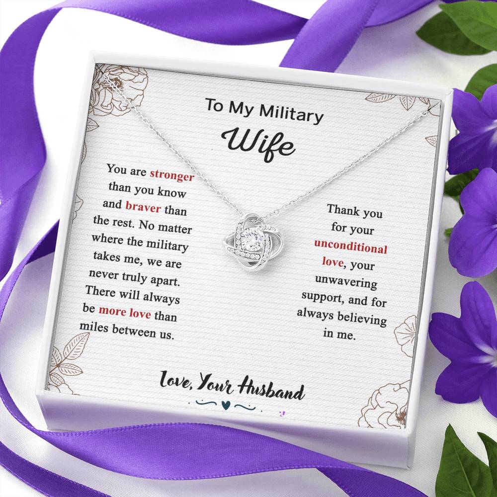 Military Wife Gift Necklace, Husband And Wife Love Knot Necklace, To My Military Wife Necklace From Husband - Necklace Gift For Wife, Jewelry Gift For Women, Soulmate Gift Necklace From Fiancee
