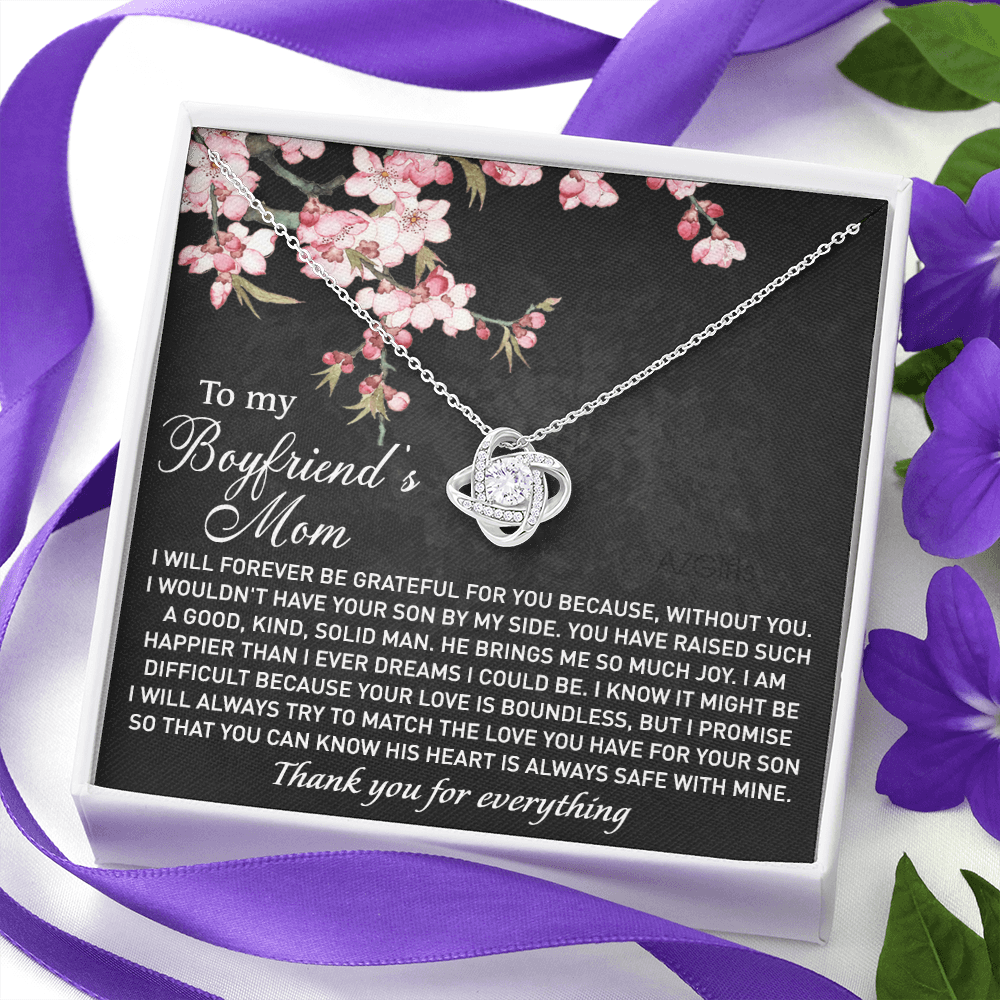 To My Boyfriend's Mom Necklace From Girlfriend, Gifts Necklace For Boyfriends Mom, Boyfriends Mom Love Knot Necklace Gift On Birthday Gift, Mothers Day, Christmas Anniversary, Jewelry For Women
