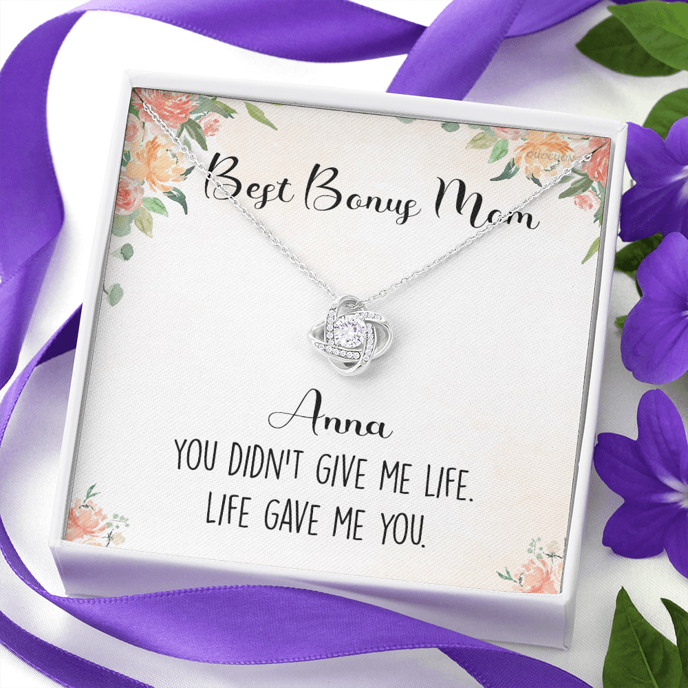 Personalized Necklace Gift For Bonus Mom, To The Best Bonus Mom Necklace From Bonus Daughter, Custom Name Card Necklace Gift For Bonus Mom, Jewelry For Women, Bonus Son Gift On Mothers Day, Birthday