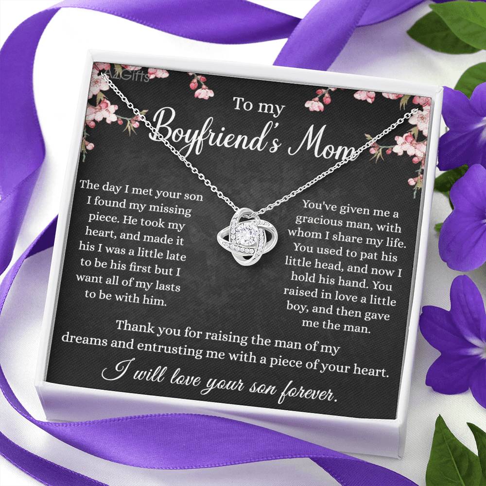 To My Boyfriend's Mom Necklace From Girlfriend, With Message Card And Box Gift For Her, Boyfriends Mom Gift Necklace, Gift for Bf Mom, Mothers Day Necklace For Boyfriends Mom From Girlfriend