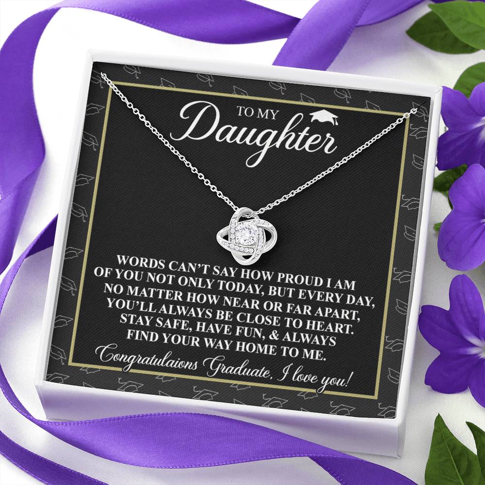 To My Daughter Gift Necklace From Father to Daughter Gift, Birthday Necklace Love Knot Pendant Necklace Gift Message Card and. Gift Box styles On Birthday, Christmas, Anniversary Graduation Gift