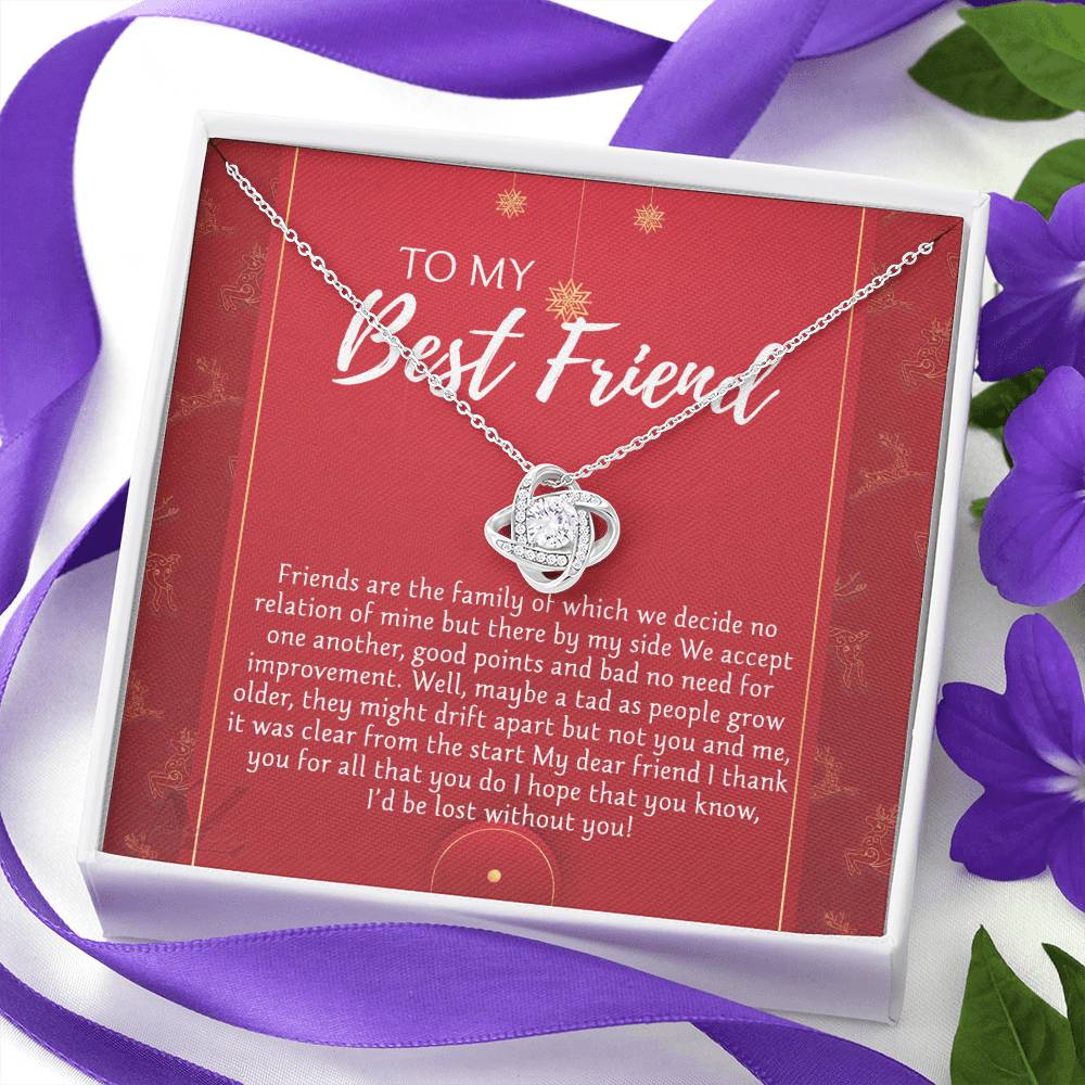 To My Best Friend Christmas Necklace From Friend, Jewelry Gift For Friend, Christmas Love Knot Necklace For Friend, BFF Best Friend Gift Necklace On Anniversary, Christmas Friends Are The Family