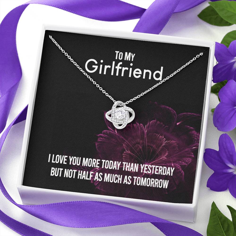To My Girlfriend Necklace Romantic Girlfriend Birthday Gifts for Girlfriend From Boyfriend, Husband, Girlfriend Gift Necklace - Jewelry Gift For Girls, Love Knot Pendant Gift For Girlfriend, Soulmate