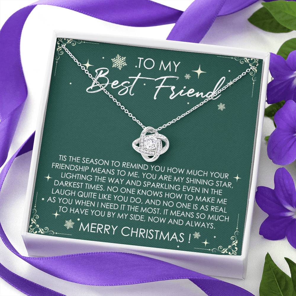 To My Best Friend Love Knot Necklace From Friend, Jewelry Gift For Friend, Merry Chirstmas Necklace Gift For Friend, BFF Gift Necklace, Best Friend Gift Necklace On Birthday, Anniversary, Christmas