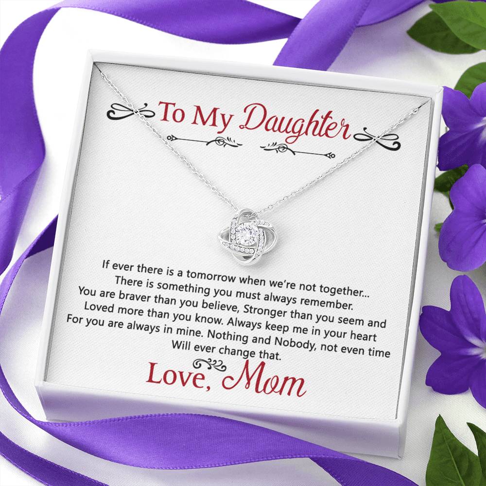 To My Daughter Love Knot Necklace Gift From Mom, Daughter Gift Necklace, Mother To Daughter Pendant Gift, Little Girl Necklace Love Knot Jewelry Gift For Girls, Mother Love Daughter Necklace