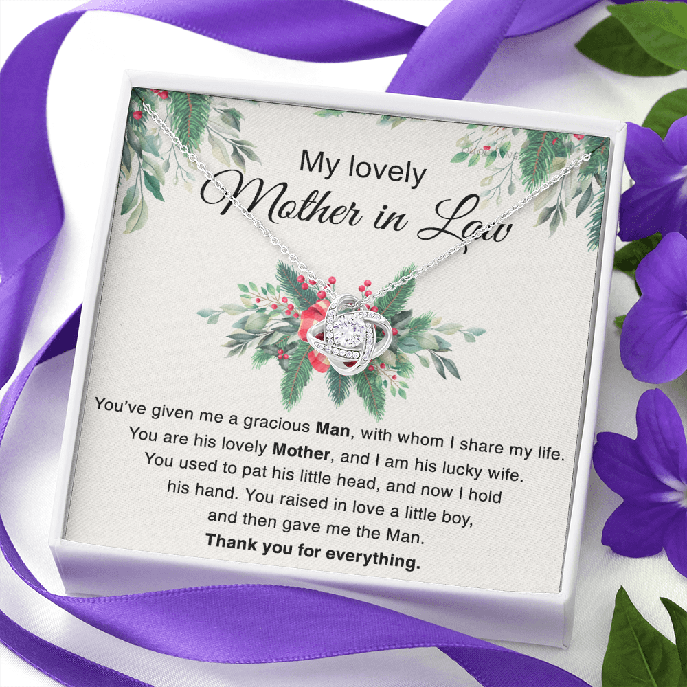 Mother in Law Gift Necklace, To My Lovely Mother In Law Love Knot Necklace From Daughter In Law Thank you For Mom Necklace Jewelry Gift For Women Bonus Mom Gift Necklace, Lovely Mother Gift Necklace