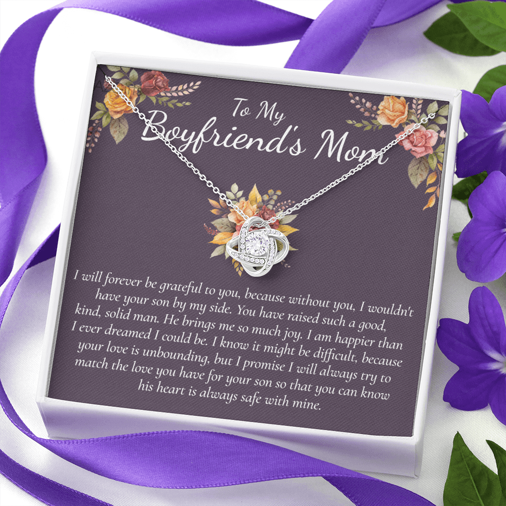To My Boyfriends Mom Necklace From Girlfriend, Gifts Necklace for Boyfriend's Mom, Thank You Gift Necklace For Boyfriend's Mom, Boyfriends Mom Love Knot Necklace For Her, On Mothers Day, Christmas