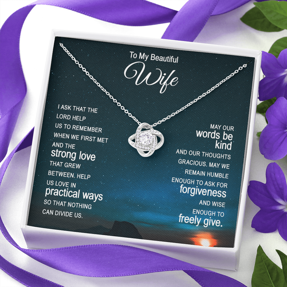 Beautiful Wife Gift Necklace, To My Wife Necklace From Husband, Wife Love Knot Necklace From Husband, Jewelry Gift For Women Badass Wife Gift Necklace, Soulmate Gift Necklace, Strong Love Pendant