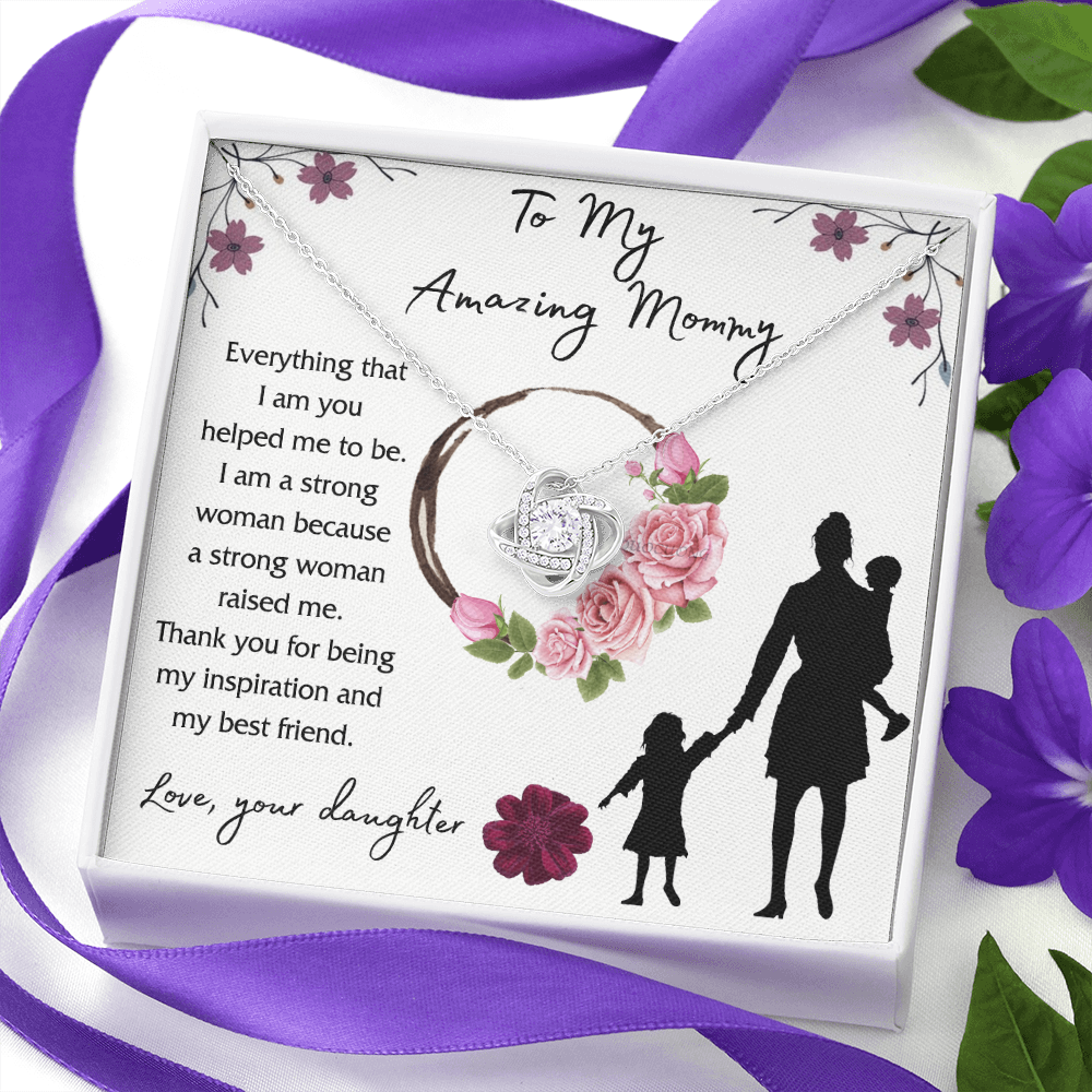 Mom And Daughter Gift Necklace, To My Amazing Mom Necklace From Daughter, Necklace Gift For Mom On Birthday Gift Anniversary Mother's Day Necklace Gift Mom Love Knot Necklace Jewelry Gift For Women