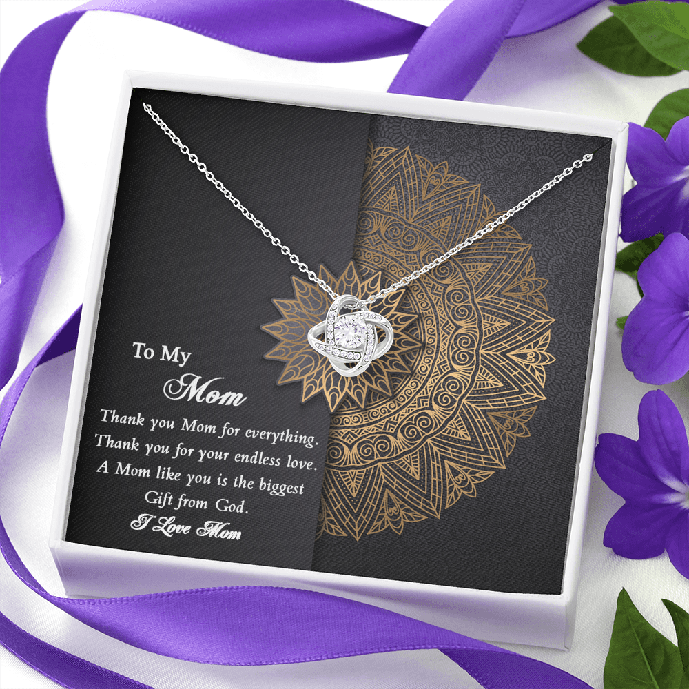 Thank you Mom Necklace from Daughter Gift for Mother's Birthday Xmas Present
