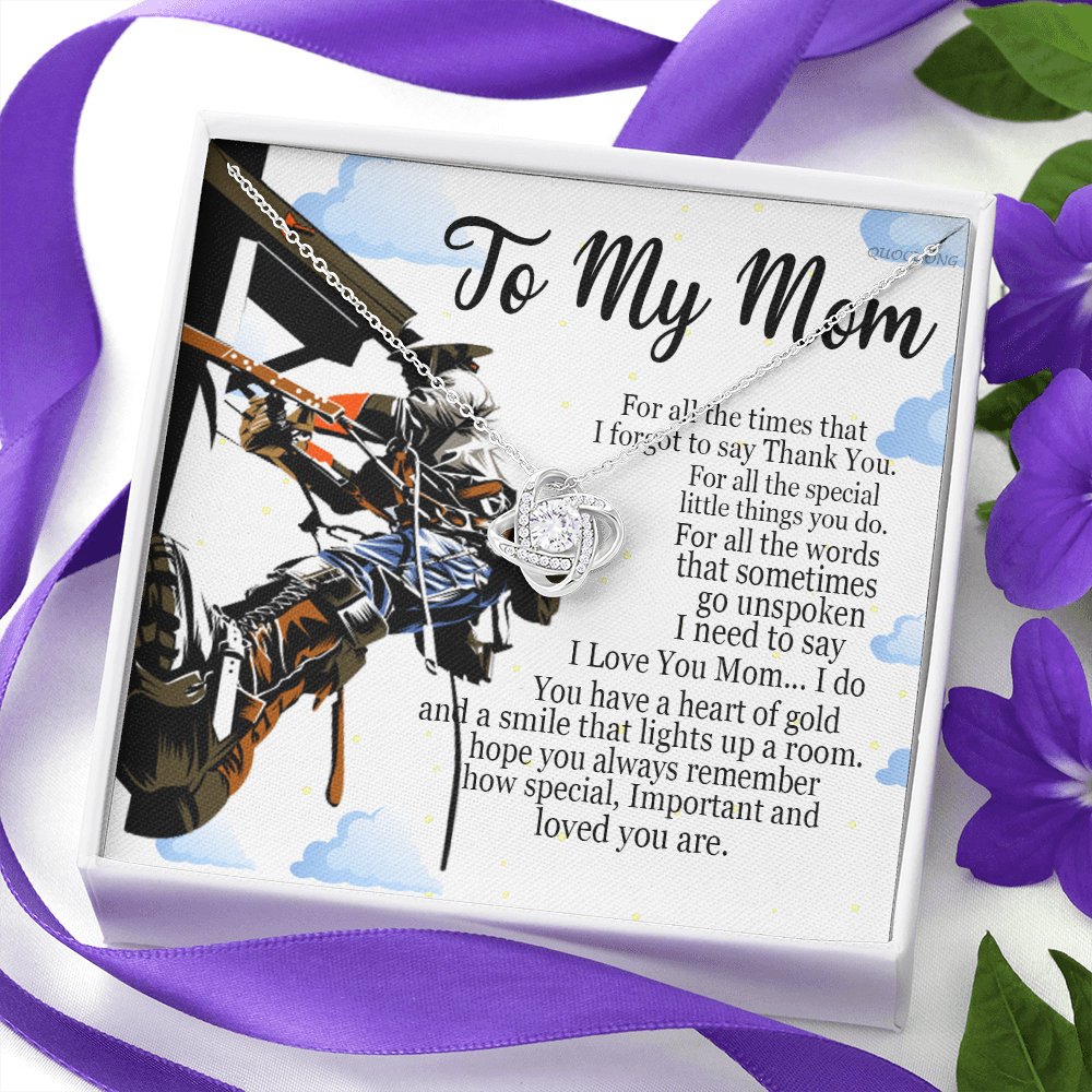 Lineman's Mom, To My Mom Love Knot Necklace Mother Jewelry Gift On Mothers Day