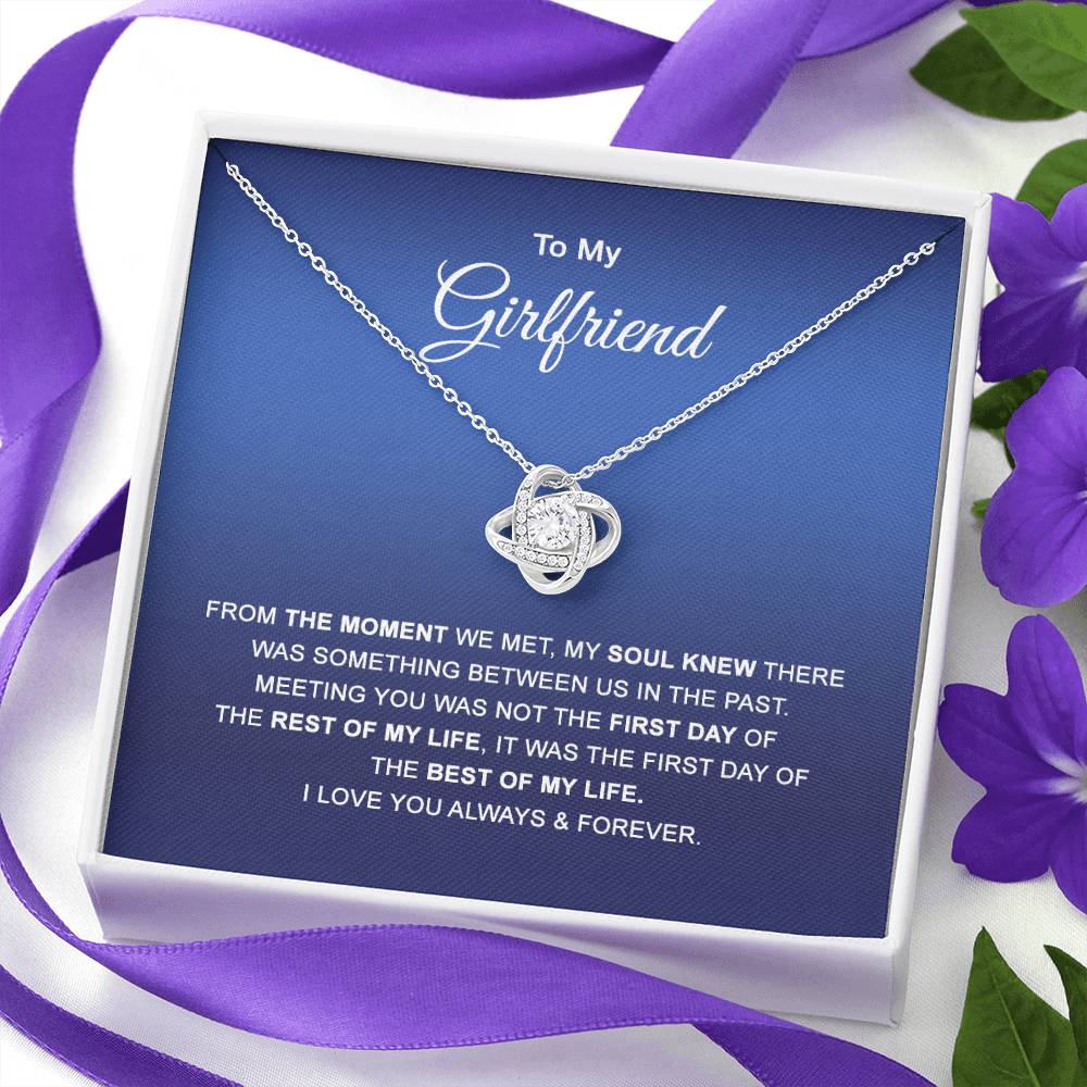 To My Girlfriend Necklace, Valentines Soulmate Gifts, Love Knot Necklace From Boyfriend, Husband, Girlfriend Gift Necklace - Jewelry Gift For Girls, Love Knot Pendant Gift For Girlfriend, Soulmate