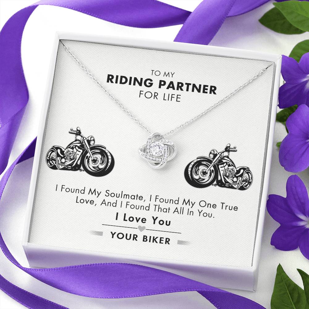 Customized Gift Necklace, To My Riding Partner For Life Necklace Gift From Husband Love Knot Necklace And Message Card Gift Box For Riding Partner For Life Jewelry Pendant Gift For Women Soulmate