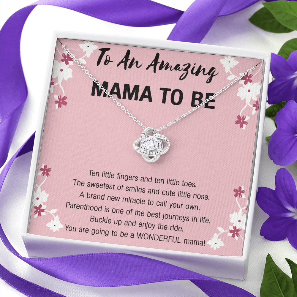 Mama To Be Necklace, To An Amazing Mama To Be Necklace From Daughter, Little Girl Necklace Gift For Mom, Wonderful Mama Pendant, Daughter And Mother Love Knot Necklace Gift For Mom Jewelry To Mama