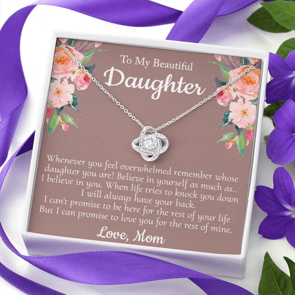 To My Beautiful Daughter Necklace From Mom With Thoughtful Card Box Gift, Necklace for Daughter from Mom Gifts Jewelry for Girls, Her Little Girl Necklace,  Mother To Daughter Gift Necklace