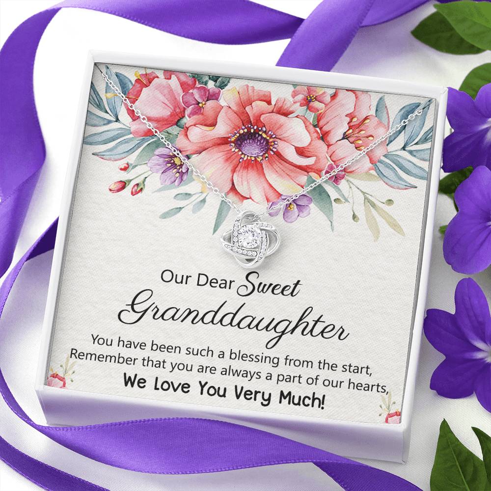 To Our Granddaughter Necklace from Grandma Grandpa, Love Knot Necklace Gift for Granddaughter, Necklace For Her, for Granddaughter Jewelry Gift For Girls On Birthday, Graduation Gift, Christmas