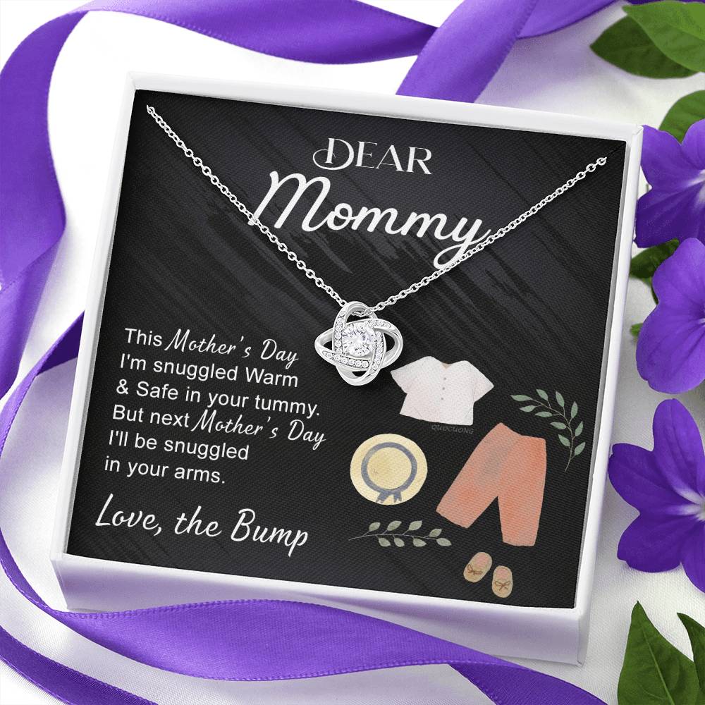 Dea Mommy Necklace, Mothers Day Gifts for Pregnant Wife, Happy Mothers Day Love Knot Necklace, Gift Necklace for Moms to Be, Mother To Be Mothers Day Pendant Gift, To My Mommy Necklace from Bump