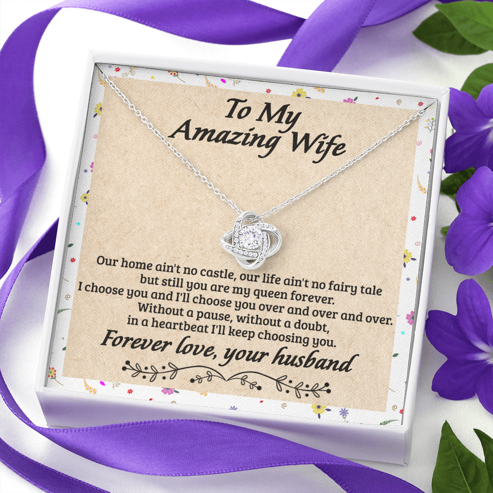 To My Wife Necklace From Husband, Amazing Wife Gift Necklace, Husband And Wife Love Knot Necklace - Necklace For Amazing  Wife From Husband, Wife Necklace On Anniversary, Valentine Day, Christmas
