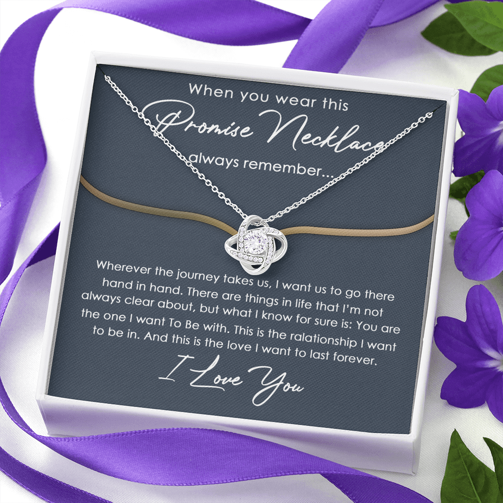 To My Girlfriend Love Knot Necklace With Message Card And Gift Box From Boyfriend, Husband, Girlfriend Gift Necklace - Jewelry Gift For Girls, Love Knot Pendant Gift For Girlfriend, Soulmate