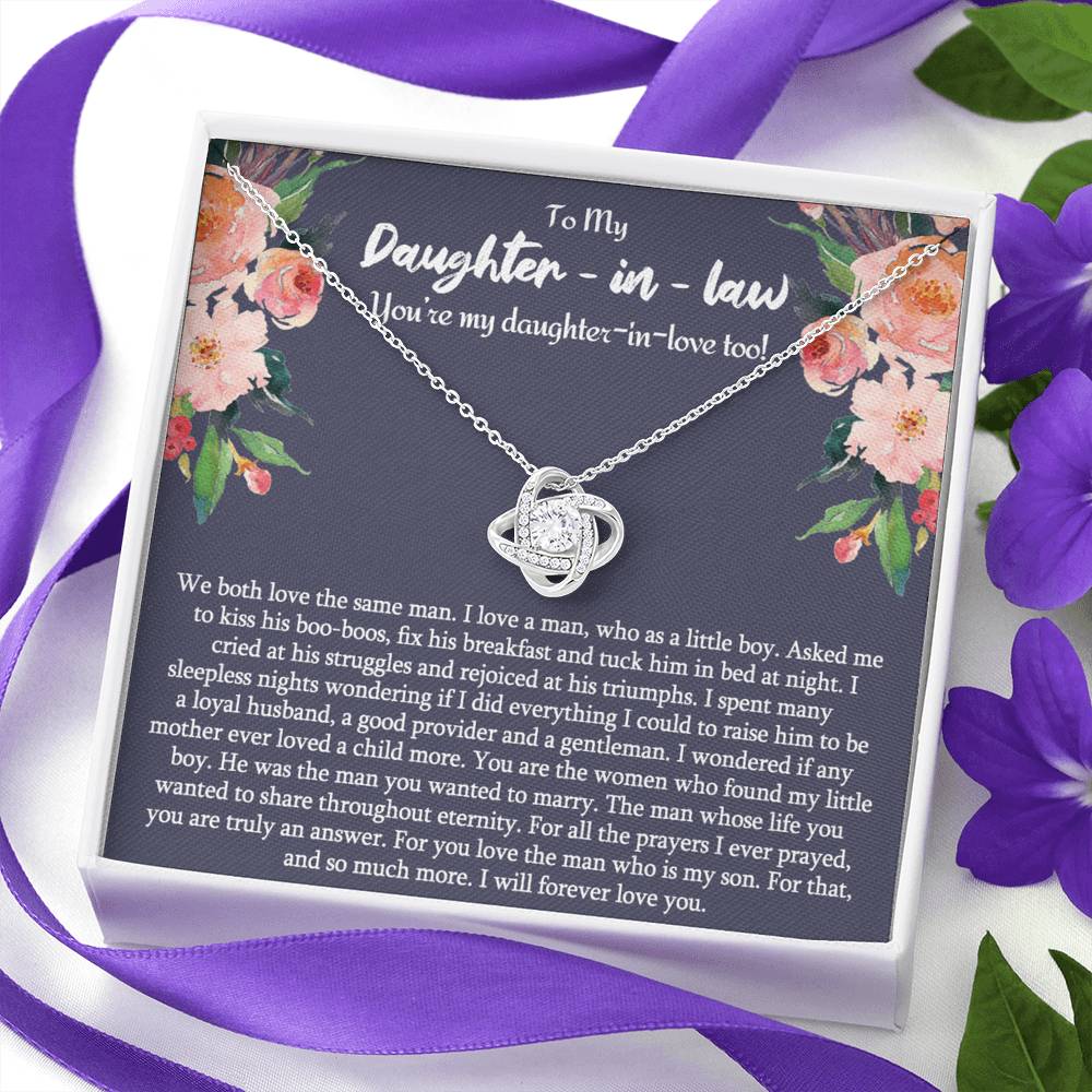 Daughter in Law Gifts Necklace From Mother in Law To My Bonus Daughter in Law Pendant From Mom, Mother Jewelry with Message Card and Gift Box Surprise Gift for Daughter in Law, Daughter in Law Gift