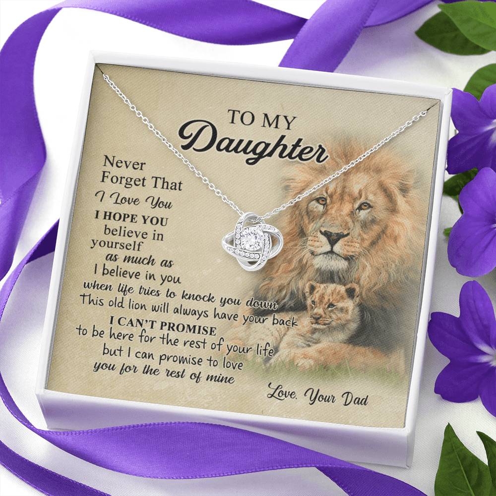 To My Daughter Gift Necklace from Dad Old Lion Your Back Believe Rest of Mine Personalized Gift Necklace Chain Gift on Birthday Graduation Gift Jewelry Gift For Girls, Little Girl Necklace