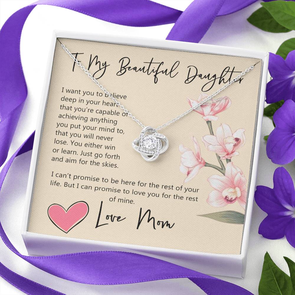 Daughter Gift Necklace, To My Beautiful Daughter Necklace From Mom, Mother, Necklace Jewelry For Daughter, Mother And Daughter Necklace Pendant Gift On Christmas, Anniversary Graduation Gift