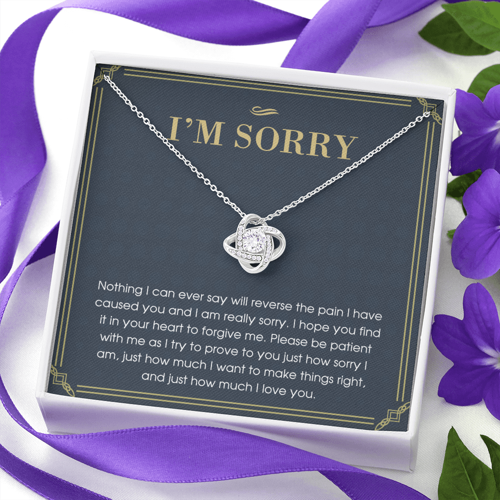 I'm Sorry Gift Necklace For Her, For Girlfriend, Soulmate, I Am Really Sorry Gift Necklace, I'm Sorry Love Knot Necklace From Boyfriend, Husband - Love Knot Pendant Gift For Girlfriend, Soulmate
