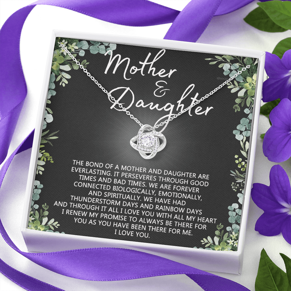 Mother And Daughter Necklace, Mothers day Necklace Gift For Mother, To My Mother Love Knot Necklace Gift From Daughter To Mom Jewelry Gift For Women Bonus Mom Boyfriend's Mom Gift Necklace