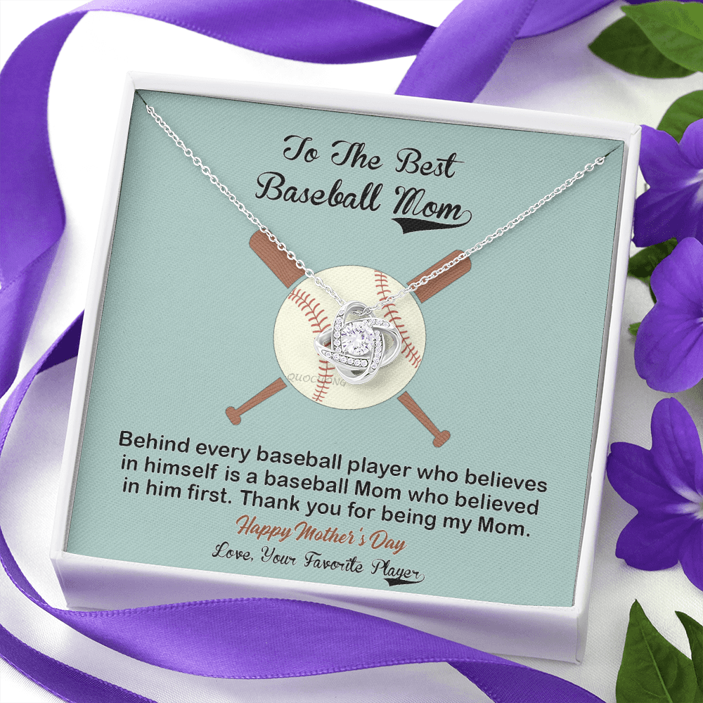 Baseball Mom Gift Necklace, To the Best Baseball Mom Necklace From Daughter, Favorite Player Necklace Gift For Mom, Baseball Mom Love Knot Necklace Jewelry Gift For Women, To The Best Mom Necklace
