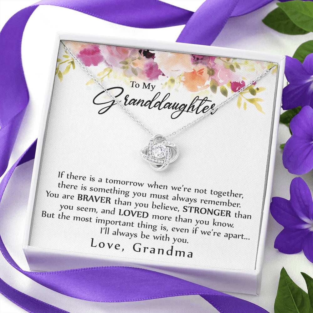 Granddaughter Gift Necklace - To My Granddaughter Necklace From Grandma Grandmother, Always Be With You Necklace For Granddaughter, My Granddaughter Love Knot Necklace Gift On Birthday, Christmas