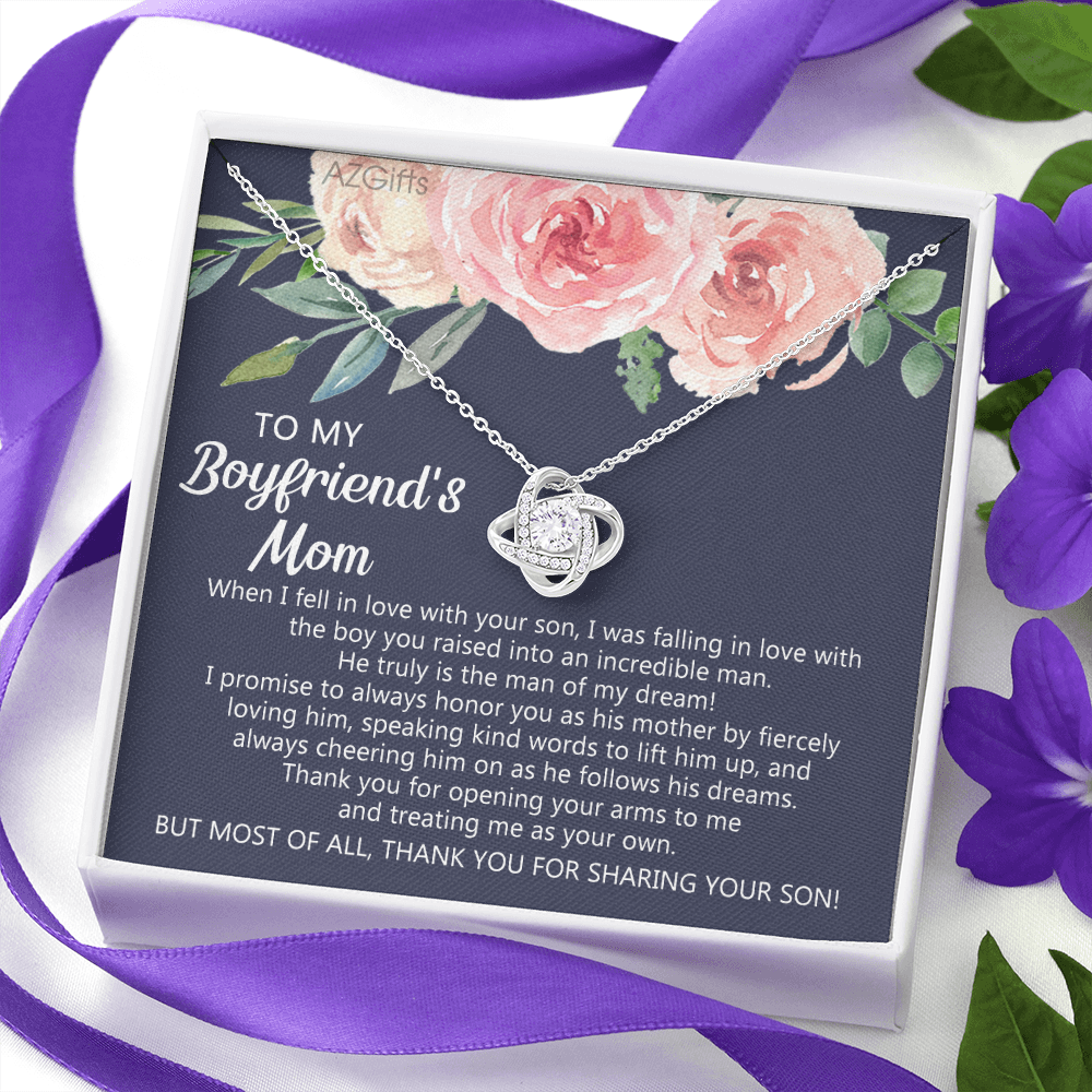 To My Boyfriend's Mom Necklace From Girlfriend, Gifts for Boyfriend's Mom Necklace, My Boyfriends Mom Love Knot Necklace From Man, Necklace On Mother's Day, Anniversary, Birthday Gifts, Christmas