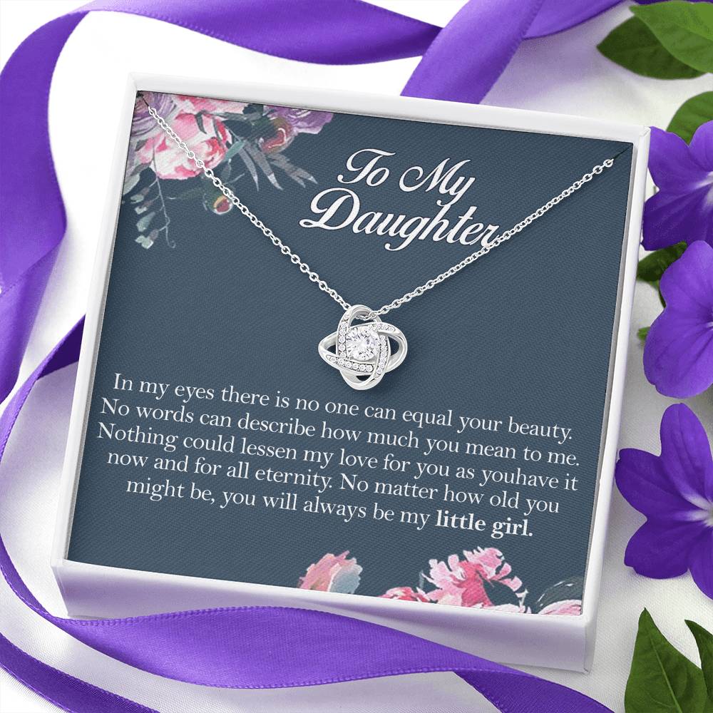To My Daughter Love Knot Necklace From Mom, Mother And Daughter Pendant Gifts Necklace, To Daughter Pendant Gift From Mom, Little Girl Necklace Gift From Mother, Daughter Mom Jewelry Gift For Girls