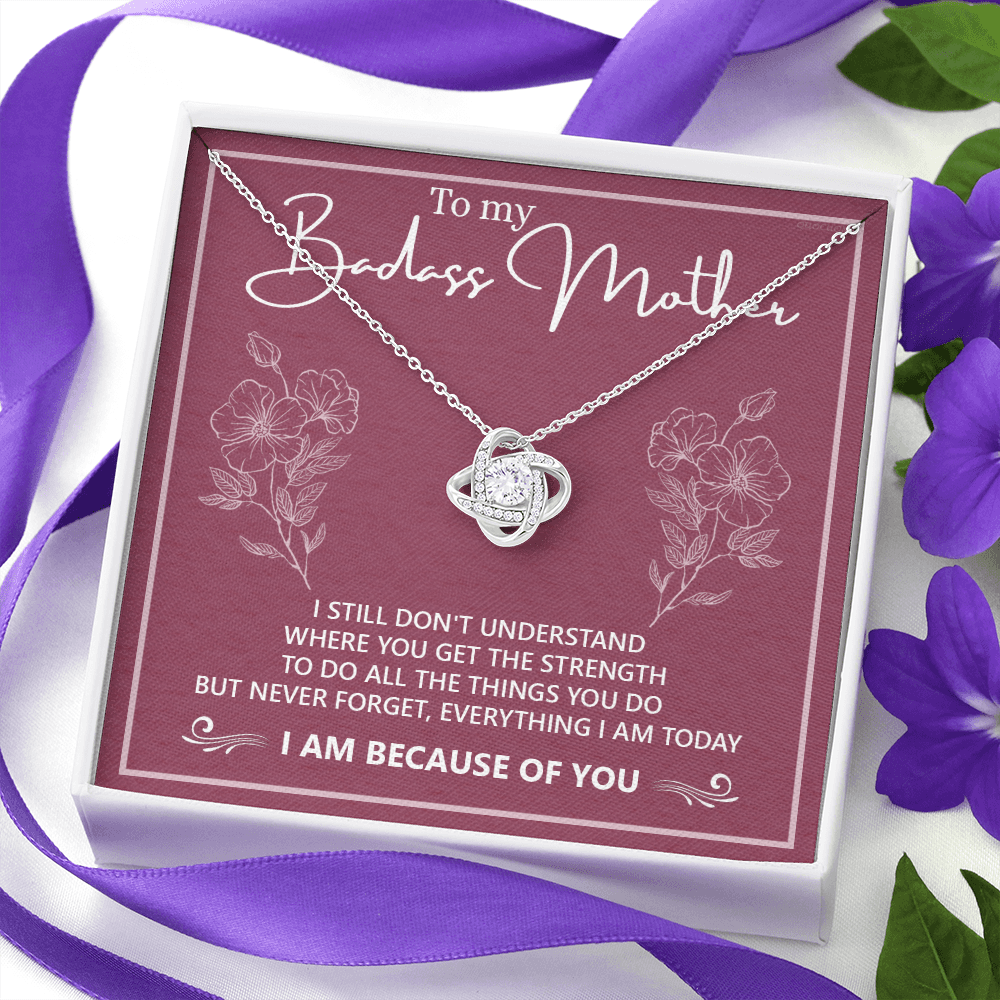 Badass Mother Necklace, To My Badass Mother Love Knot Necklace, Badass Mom Gift Necklace, Badass Mother Necklace Gift From Daughter, Mother's Day Necklace Gift For Mom, Jewelry Gift For Women Badass