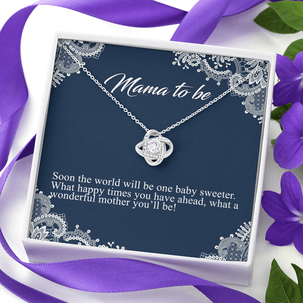 Mama To Me Gift Necklace, To My Mom Love Knot Necklace Gift For Mom From Daughter, Soon The World Mom Jewelry Gift For Women, Mother, Womenderful Mother Gift Necklace For Mama To be Pendant Gift