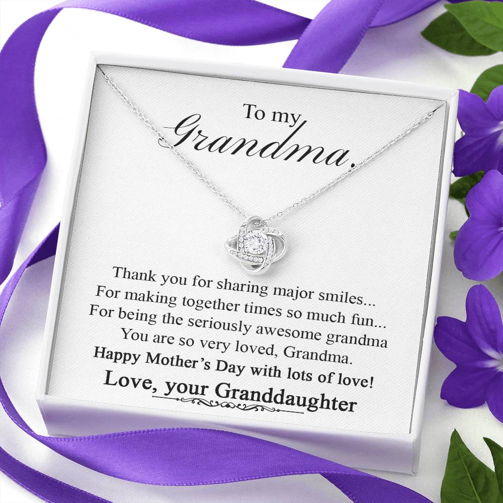 Grandma Gift Necklace From Granddaughter - To My Grandma Love Knot Necklace From Granddaughter, Grandmother Grandma Necklace from Grandchildren Granddaughter - Jewelry Gift for Nana Mimi Gigi Grammy